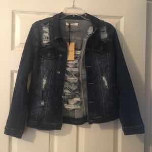 💕SALE💕Machine Distressed Denim Jean Jacket
